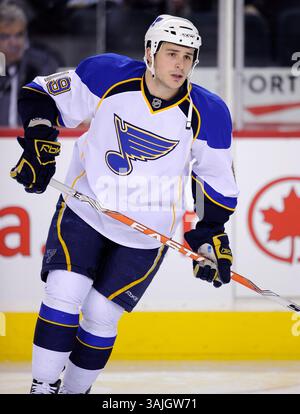 31 gennaio 2011 - Calgary, Alberta, Canada - Gen. Foto del profilo dei giocatori della NHL su Stefan della Rovere dei St. Louis Blues durante una partita recente a Calgary. (Immagine di credito: © Larry MacDougal via ZUMA Wire) Foto Stock