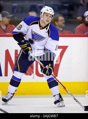 31 gennaio 2011 - Calgary, Alberta, Canada - Gen. Foto del profilo dei giocatori della NHL su Stefan della Rovere dei St. Louis Blues durante una partita recente a Calgary. (Immagine di credito: © Larry MacDougal via ZUMA Wire) Foto Stock