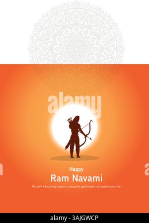 Illustrazione vettoriale del modello di feed dei social media di Happy rama navami Illustrazione Vettoriale