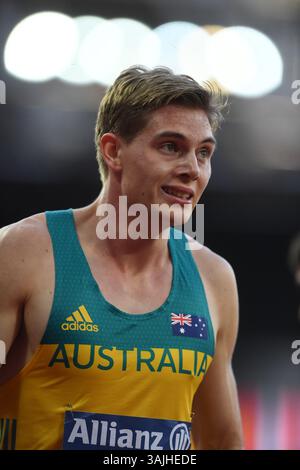 21 luglio 2017 - Londra, Regno Unito - 21 luglio 2017 - Londra, Regno Unito - James Turner australiano dopo aver vinto la finale maschile 400m T36 (immagine di credito: © Victoria Jones/Glasshouse via ZUMA Wire) Foto Stock