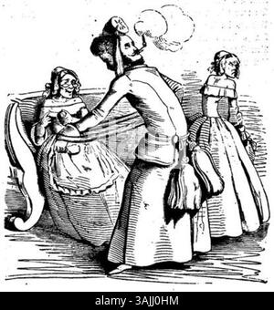 Illustrazione da 'Fliegende Blätter' volume 2, numero 26, pagina 16, pubblicato nel 1846. L'opera esemplifica la natura umoristica e satirica della pubblicazione. Foto Stock