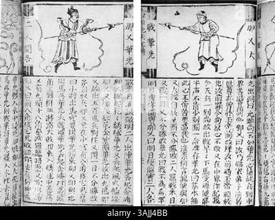 Questa opera d'arte da *viaggio verso il Sud* mostra Huaguang che combatte Nezha, una figura di spicco della mitologia cinese. Creato intorno al 1631, cattura l'intenso confronto mitologico. Foto Stock