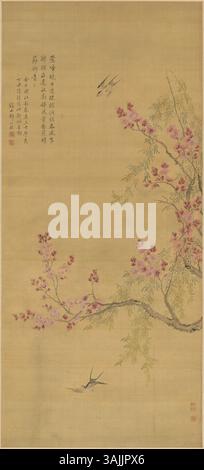 Un dipinto di Zou Yigui (1686-1772) dal Museo del Palazzo, che mostra le sue distintive pennellate e l'uso dell'inchiostro per raffigurare soggetti storici, natura o simboli culturali della dinastia Qing. Foto Stock
