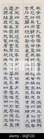 Questa calligrafia cinese, ospitata nel Museo del Palazzo, è realizzata su carta. Il pezzo dimostra un uso esperto di inchiostro e pennello, con caratteri fluidi e controllati. Il pennello rivela l'arte tradizionale della scrittura cinese. Foto Stock