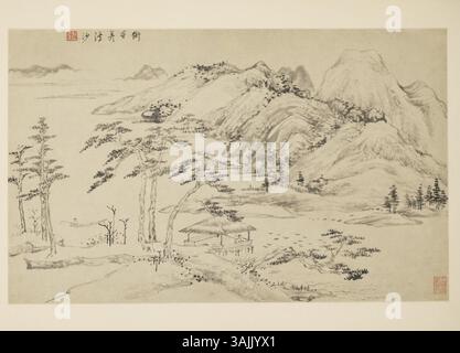 Questo dipinto di Zha Shibiao (1615-1698), ospitato nel Museo del Palazzo, fa parte di un album ispirato alle poesie di Song Luo. L'opera mostra l'abilità di Zha nell'integrare la poesia classica cinese con la pittura del paesaggio, riflettendo temi della natura e ideali accademici. Foto Stock