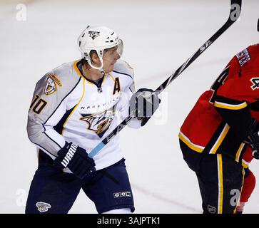 20 gennaio 2010 - Calgary, Alberta, Canada - foto del profilo del giocatore NHL su Martin Ear dei Nashville Predators, dalla Repubblica Ceca, durante una partita recente a Calgary. (Immagine di credito: © Larry MacDougal via ZUMA Wire) Foto Stock