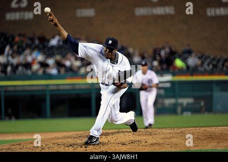 15 maggio 2009 - Detroit, mi..Detroit Tigers lanciatore titolare Edwin Jackson #36 lanci nella partita il venerdì sera al Comerica Park, Detroit, Michigan...Detroit Tigers vs Oakland A's Steven King/CSM (immagine di credito: © Steven King/Cal Sport Media) Foto Stock