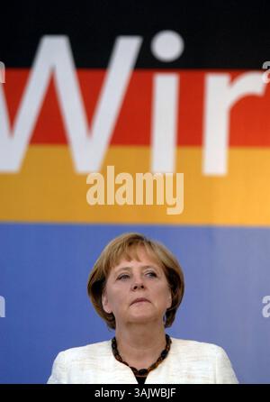 19 maggio 2009 - Francoforte, Assia, Germania - Cancelliera tedesca ANGELA MERKEL durante un discorso alla campagna elettorale europea del suo partito Democratico Cristiano (CDU) a Francoforte, Germania, 19 maggio 2009. (Immagine di credito: © Irving Villegas/ZUMA Press) RESTRIZIONI: www.irving-villegas.de Foto Stock