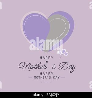 Festa della mamma design semplice, a forma di cuore con colori pastello e linee morbide Illustrazione Vettoriale