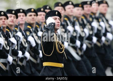 7 maggio 2009 - Mosca, Russia - Marines dell'Esercito Russo durante la prova della Parata militare del giorno della Vittoria. (Immagine di credito: © PhotoXpress/ZUMA Press) Foto Stock