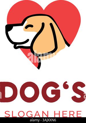 Dog Love Smile graziosa icona del logo immagine vettoriale Illustrazione Vettoriale