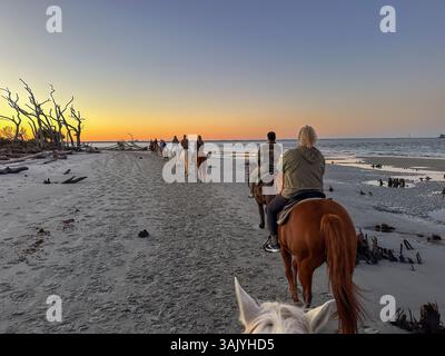 Equitazione a Jekyll Island, Georgia Foto Stock