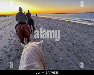 Equitazione a Jekyll Island, Georgia Foto Stock