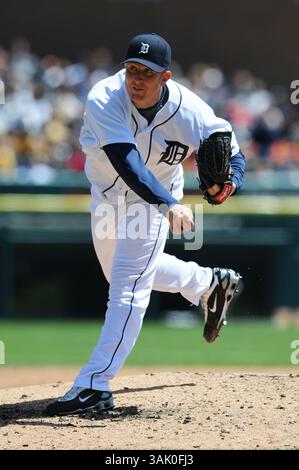 17 maggio 2009: Il lanciatore dei Detroit Tigers Zach Miner #31 lancia un campo contro gli Oakland Athletics al Comerica Park di Detroit, Michigan. Tigers ha vinto 11-7.(immagine di credito: © Scott Schupbach/Cal Sport Media) Foto Stock