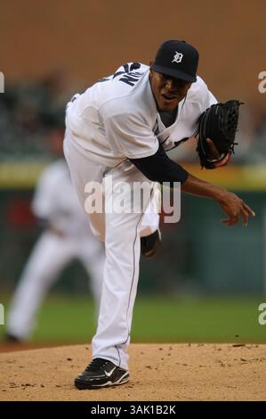 6 giugno 2009: Il lanciatore titolare dei Detroit Tigers Edwin Jackson n. 36 lancia un campo contro i Los Angeles Angels al Comerica Park di Detroit, Michigan. Detroit ha vinto 2-1.(immagine di credito: © Scott Schupbach/Cal Sport Media/ZUMA Press) Foto Stock