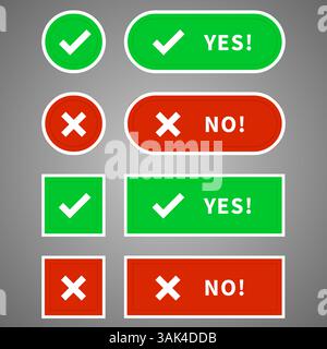 Set vettoriale di icone dei segni di spunta del design piatto Illustrazione Vettoriale