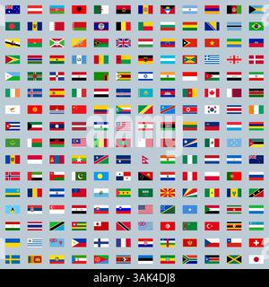 Icone vettoriali di tutte le bandiere nazionali dei paesi del mondo Illustrazione Vettoriale