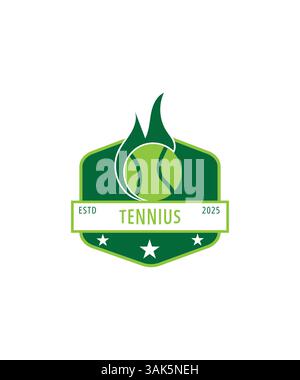 Logo emblema tennis, logo tennis club, modello distintivo sport tennis Illustrazione Vettoriale