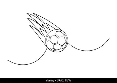Disegno grafico a una linea di calcio continua del concetto stile doodle contorno illustrazione vettoriale Illustrazione Vettoriale