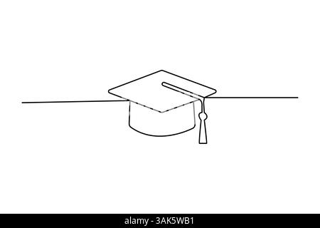 Disegno continuo su una linea dell'icona grafica vettoriale del contorno astratto della calotta graduata Illustrazione Vettoriale