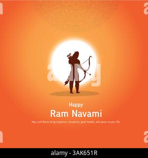 Illustrazione vettoriale del modello di feed dei social media di Happy rama navami Illustrazione Vettoriale