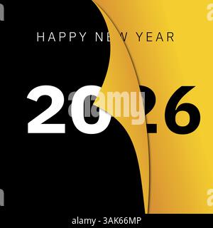 Felice anno nuovo miglior design di 2026 colori dorati e neri Illustrazione Vettoriale
