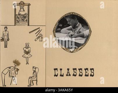 L'annuario Bisbila del 1959 della University High School documenta l'anno accademico 1958-1959, compresi i momenti chiave nella vita studentesca, gli extracurriculari e gli eventi sportivi. Foto Stock