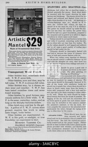 La rivista Home-Builder di Keith, pubblicata per la prima volta nel 1900 dall'architetto Walter J. Keith, include dodici numeri con illustrazioni, fotografie e planimetrie di progetti di case in più stili. La rivista fornisce descrizioni dettagliate degli edifici, costi e articoli aggiuntivi su edifici per la casa, decorazioni per interni e design paesaggistico. Include anche pubblicità e piani per altri tipi di edifici come chiese e scuole. Foto Stock