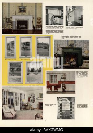 Questa guida offre decine di progetti di case, che coprono la scelta del sito, i materiali, le finiture e la disposizione efficiente delle stanze. Include suggerimenti per coperture, isolamento, finestre, legno e interior design, con foto che illustrano salotti, cucine e camere da letto moderni ed efficienti. Foto Stock