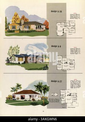 Questo libro di pianificazione della casa offre un'ampia gamma di progetti di case e consigli sulla scelta del sito, materiali, finiture e metodi di costruzione moderni. Include utili fotografie di salotti, cucine e camere da letto, che mostrano design a basso consumo energetico e layout funzionali. Foto Stock
