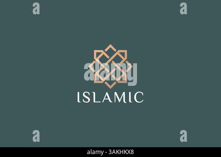 Logo lineare geometrico islamico simbolo minimalista del marchio di lusso Illustrazione Vettoriale