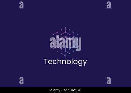 Logo Connection Technology Dots per la catena di blocchi digitali di comunicazione di rete aziendale Illustrazione Vettoriale