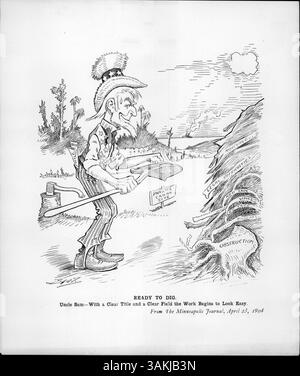 Zio Sam si prepara a iniziare a scavare nel sito del Canale di Panama dopo aver superato le difficoltà legali, segnando la proprietà ufficiale statunitense della zona del Canale di Panama il giorno mostrato nell'immagine. Foto Stock