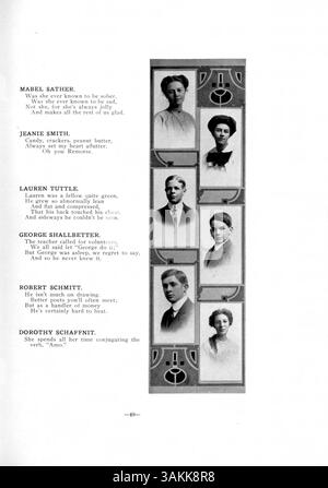 Questo annuario delle scuole superiori del 1912 cattura la vita accademica, atletica ed extracurricolare della Central High School, documentando il coinvolgimento di studenti e insegnanti e mettendo in evidenza i contributi afroamericani. Foto Stock