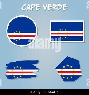 Bandiera di Capo Verde, bandiera nazionale e simbolo patriottico Illustrazione Vettoriale