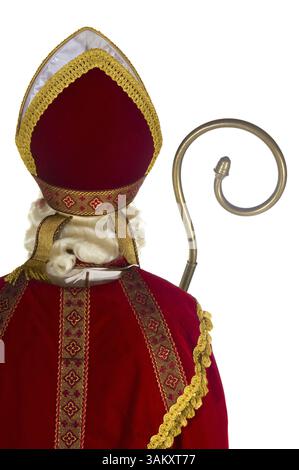 Lato posteriore da olandese Sinterklaas isolato su bianco Foto Stock