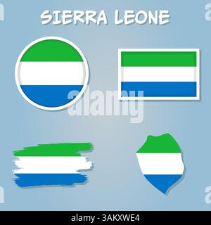 Bandiera della Sierra Leone all'interno dell'illustrazione vettoriale dei bordi della mappa della Sierra Leone Illustrazione Vettoriale