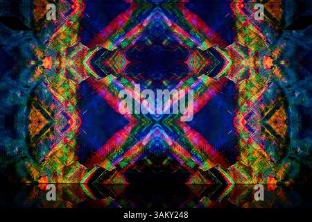 Ripetizioni geometriche caleidoscopiche nella vista Motion Eye-Level Foto Stock