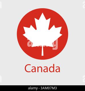 Icona bandiera Canada. Bandiera ufficiale canadese vettoriale isolata su sfondo bianco Illustrazione Vettoriale