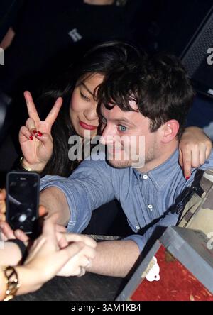 22 febbraio 2014 - Copenaghen, Danimarca - Elijah Wood DJing in un club il 22 febbraio 2014 a Copenaghen, Danimarca (immagine di credito: © Famous/Ace Pictures/ZUMAPRESS.com) Foto Stock