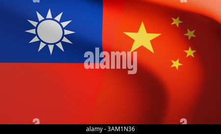 Relazioni tra Taiwan e Cina. Bandiera USA e Cina Foto Stock