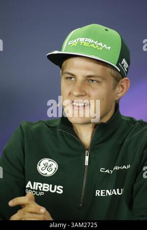 3 aprile 2014 - Manama, BAHREIN, BAHREIN - Marcus ERICSSON, SWE, . Team Caterham F1,.BAHRAIN - MANAMA, circuito di Shakir - 04/04/2014 - Formula uno, F1, Formel 1 - immagine responsabile (Credit Image: © David McIntyre/ZUMAPRESS.com) Foto Stock