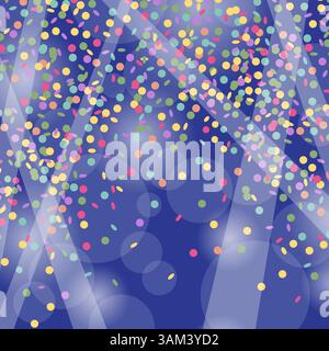 Sequenza di luci natalizie vettoriali. Sfondo a coriandoli a cerchio colorato. Elemento decorativo per festeggiare e festeggiare. Illustrazione Vettoriale