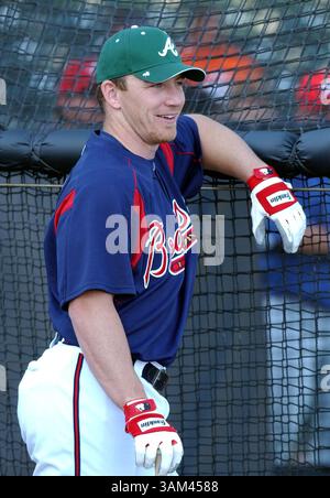 17 marzo 2004 - Stati Uniti - KRT SPORTS STAND ALONE FOTO SLUGGED: BBO-DREGGED KRT FOTOGRAFIA DI TOM PRIDDY/KRT (19 marzo) J.D. Drew degli Atlanta Braves presso il sito di allenamento primaverile degli Atlanta Braves al Cracker Jack Stadium, Lake Buena Vista, Florida, 17 marzo 2004. (lde) 2004 (immagine di credito: © Tom Priddy/mct/ZUMAPRESS.com) Foto Stock