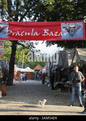 31 ottobre 2004 - Stati Uniti - NIENTE MAGS, NESSUNA VENDITA -- KRT TRAVEL STORY SLUGGED: WLT-DRACULA KRT PHOTOGRAPH BY LARRY BLEIBERG/DALLAS MORNING NEWS (8 novembre) i souvenir Dracula sono ampiamente disponibili alla base del Castello di Bran in Transilvania, Romania. (cdm) 2004 (immagine di credito: © Dallas Morning News/mct/ZUMAPRESS.com) Foto Stock