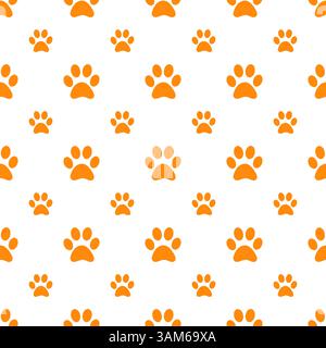 Motivo arancione senza cuciture con zampe bianche Illustrazione Vettoriale