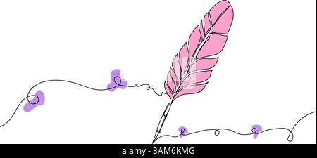 Disegno della linea della penna di sfumatura rosa Illustrazione Vettoriale