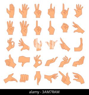 Le mani si pongono. Gesti di presa e puntamento delle mani femminili Illustrazione Vettoriale