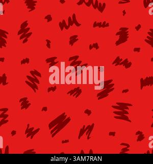 Divertente motivo a forma di scarabocchio rosso senza cuciture Illustrazione Vettoriale
