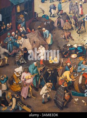 Dettaglio, la lotta tra Carnevale e Quaresima, 1559, Peter Breugel il Vecchio, Kunsthistorisches Museum, Vienna, Austria Foto Stock